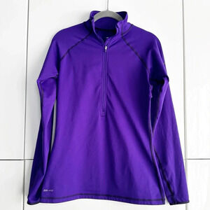 Nike Pro Dri-Fit Purple 1/2 Zip Pullover Size Medium Women’s Thumb Hole Athletic